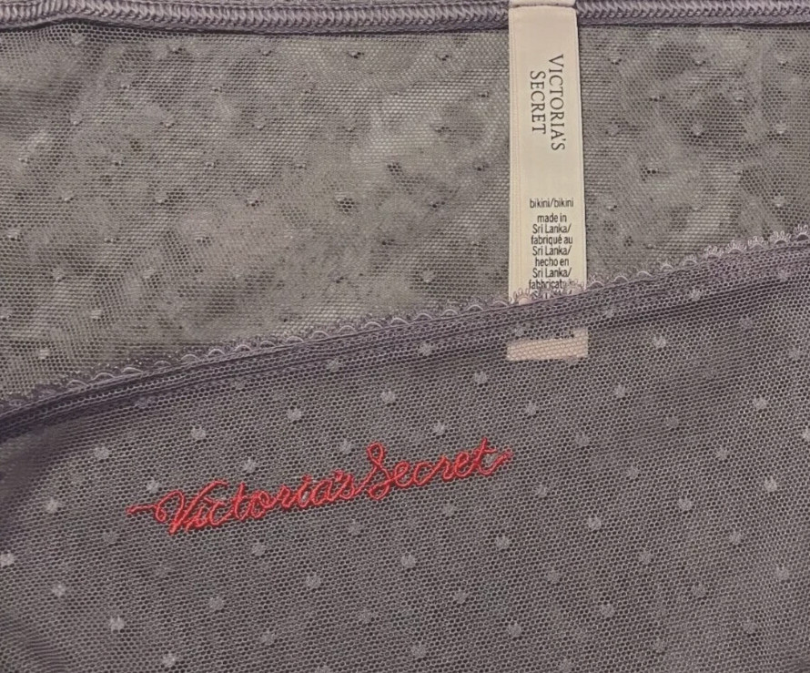S Lilac Purple Polka Dot Mesh LOGO Stretch Victoria’s Secret BIKINI Panty
