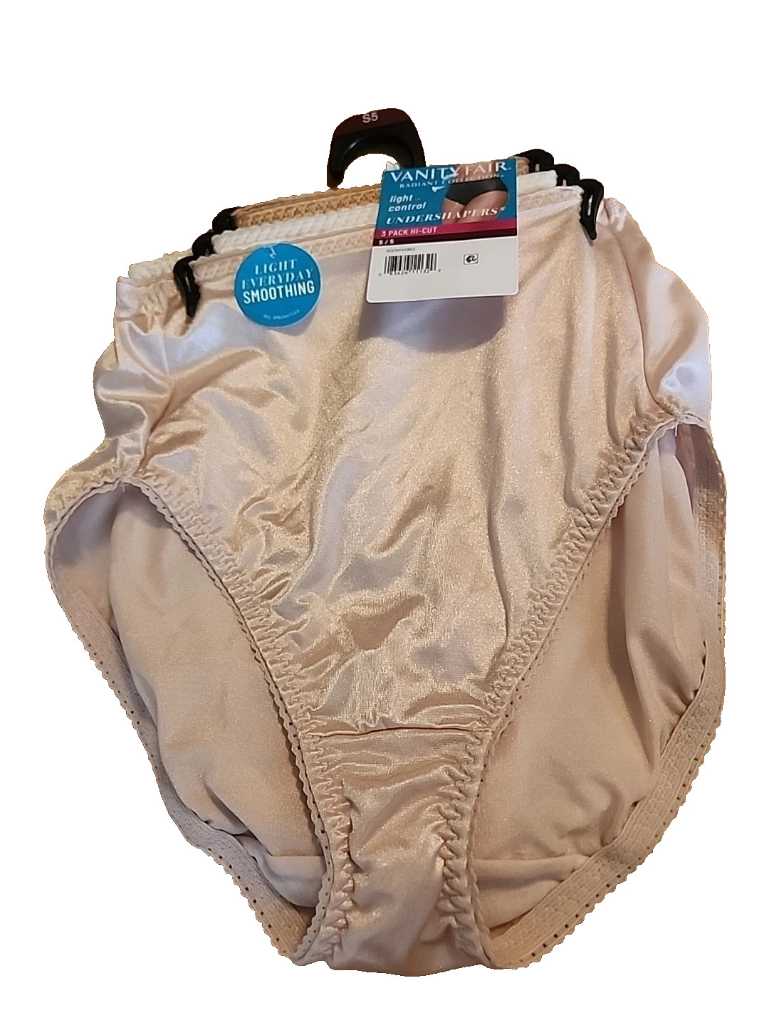 New~VANITY FAIR Radiant 3-Pack Hi-Cut Light Control Panties Sz. S/5 Nude White