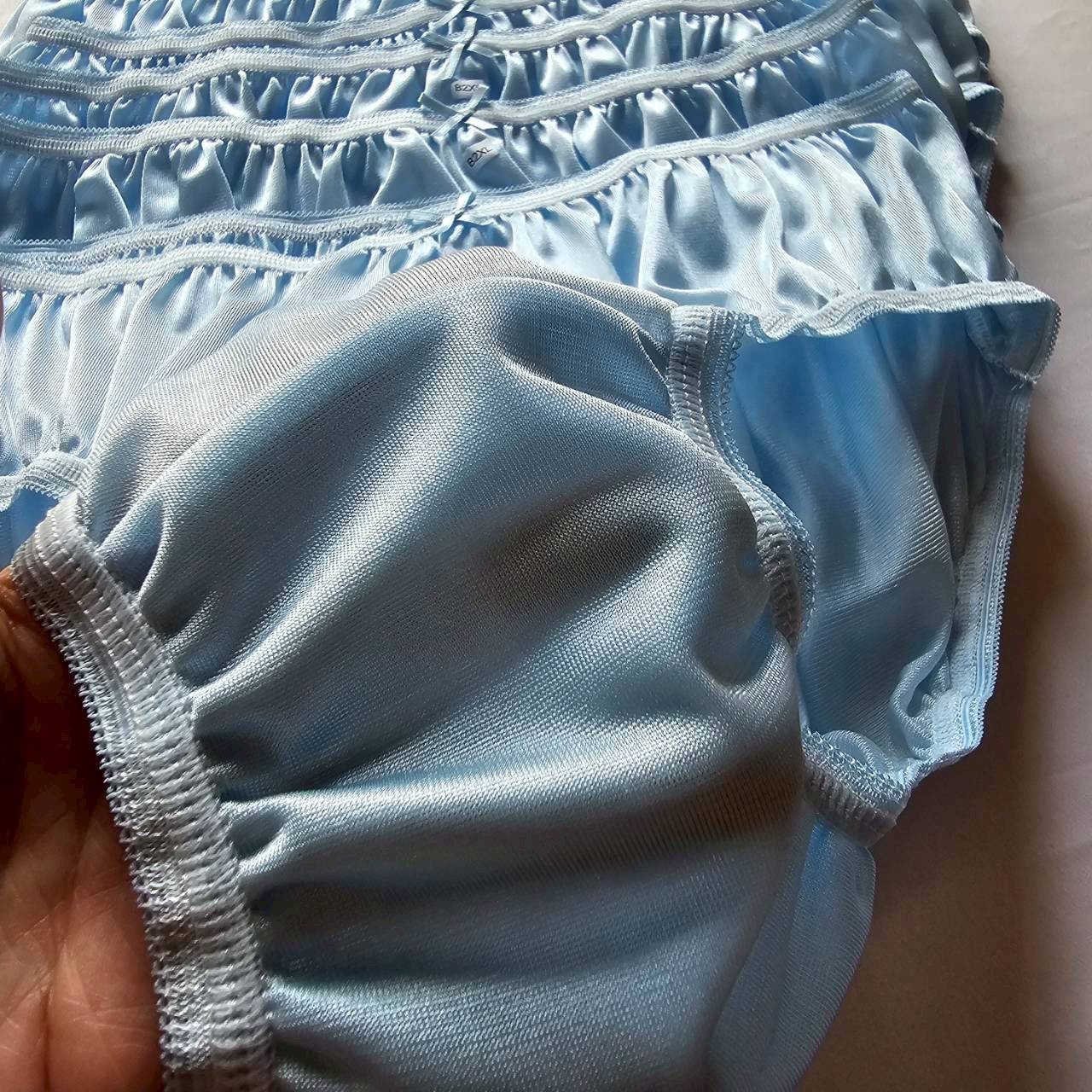 6 Bikini Plus Underwear Nylon Panties Briefs Light Soft Knickers Silky/2XL/Blue