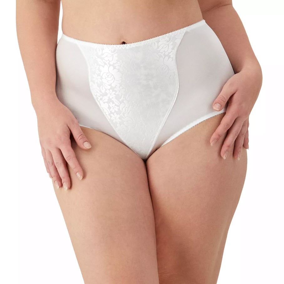 2 Pairs – Bali Womens LIGHT CONTROL Shaping BRIEFS – Jacquard WHITE – MEDIUM 6