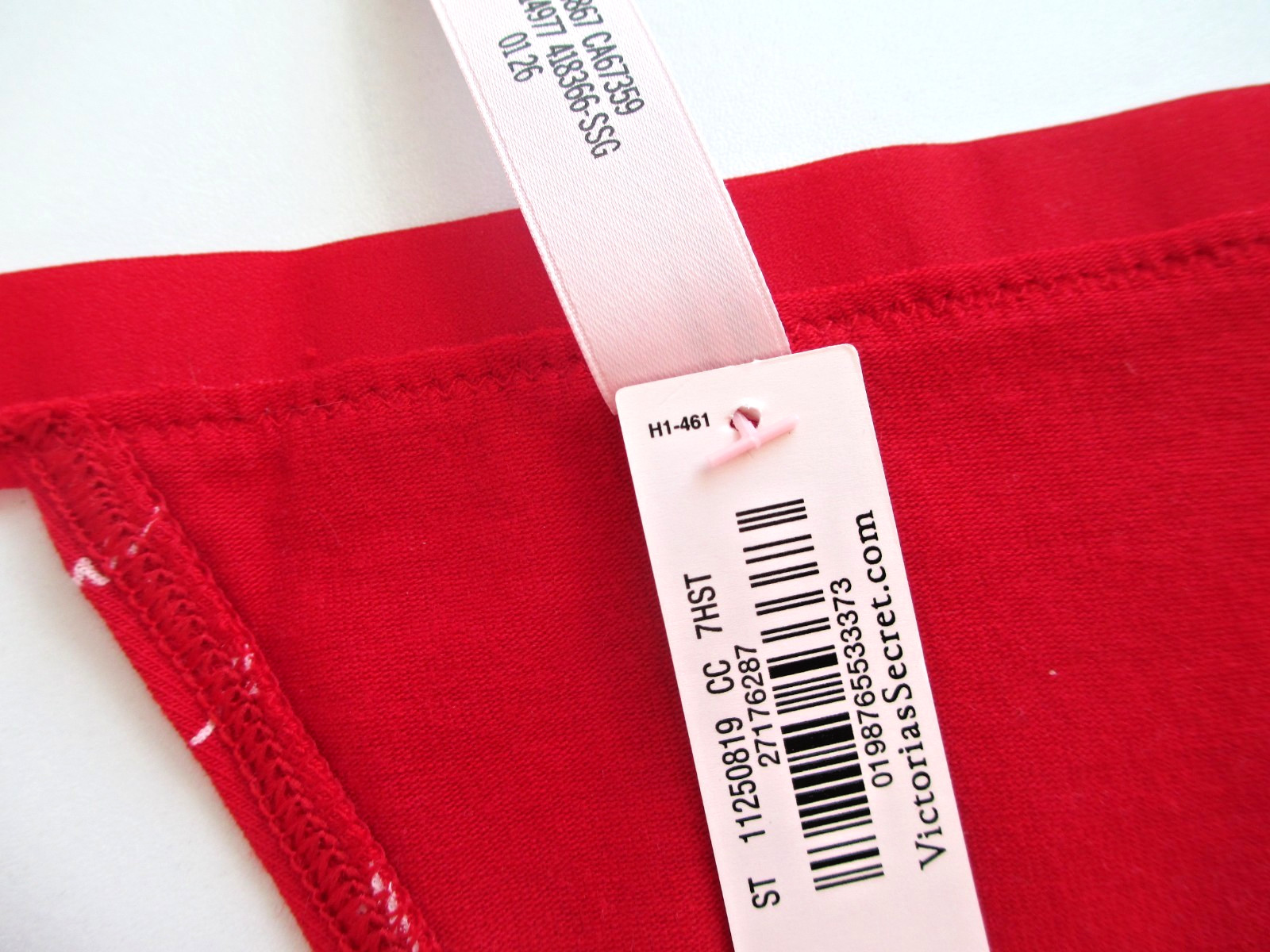 VICTORIA’S SECRET Cotton V-String Thong Panty S M L XL Red Script FREE SHIP 4+
