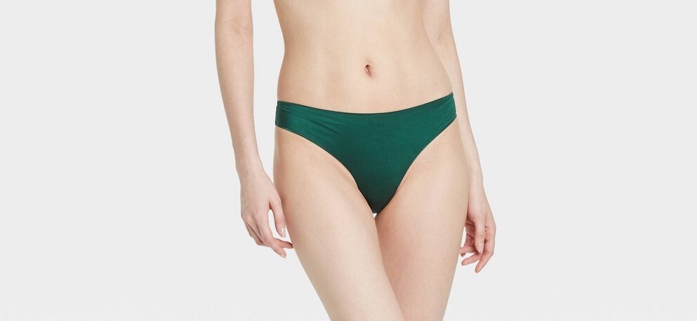 Auden Micro Thong Underwear Womens L and XL Bonded Dark Green A1020