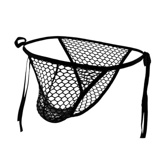 Men’s Exotic Fishnet Underwear Mesh Sexy Lingerie Shorts G-Strings See Black