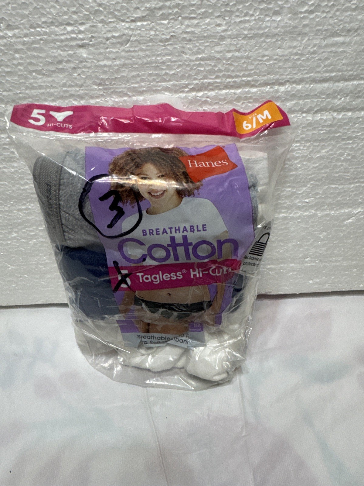Hanes Women’s Size 6/M Hi Cut Panties 3 Pack Tagless Breathable Open Pkg (14)