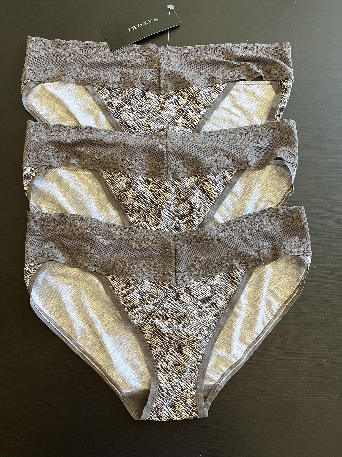 Natori 3pk Panties Womens One Size Gray Bliss Perfection Python Brief