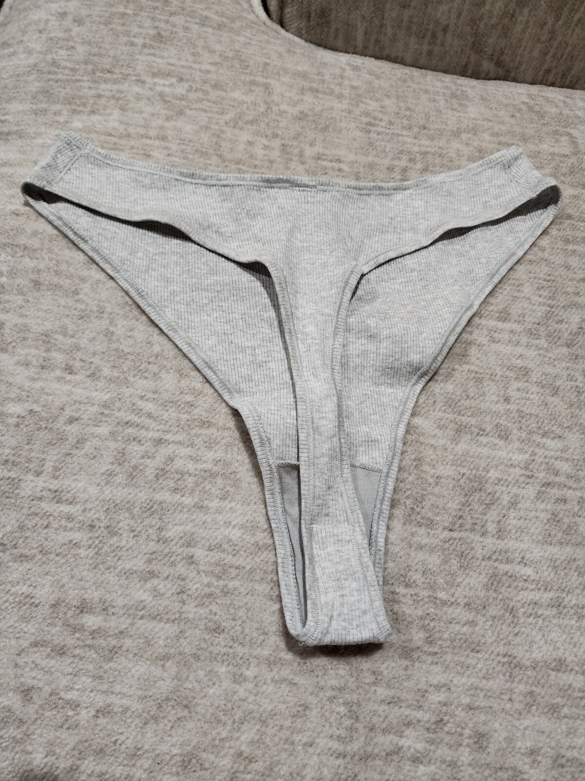 NWT Skims Cotton Rib Dipped Thong Light Heather Grey Women’s 3X