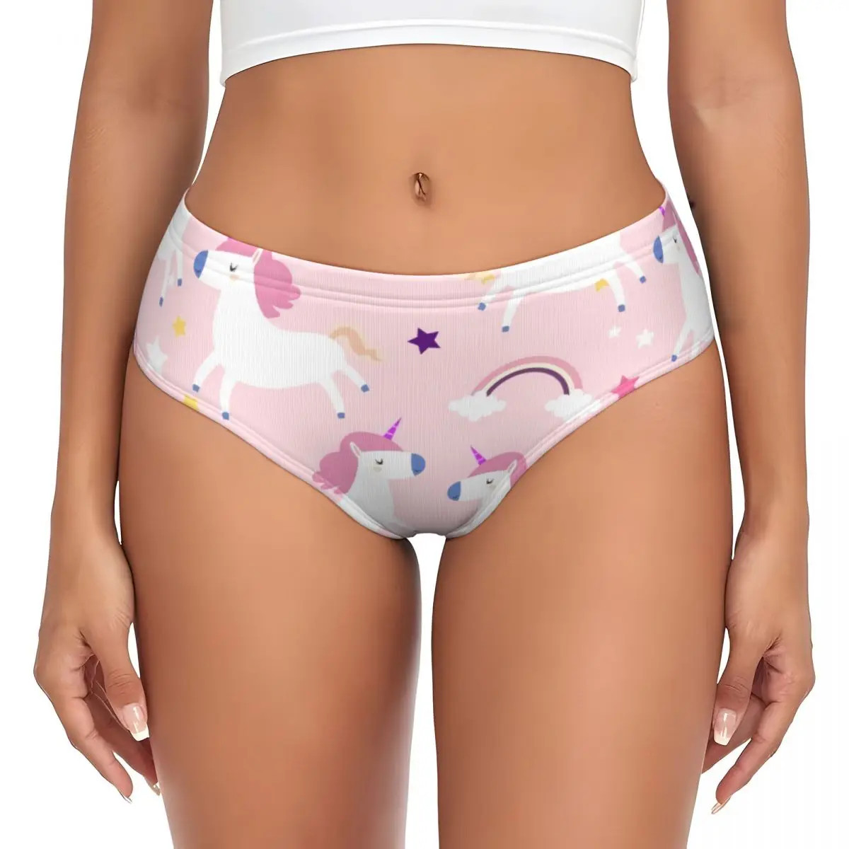 Printed Mid Rise Panties Stretch Soft Breathable Briefs Comfortable Fit Wear