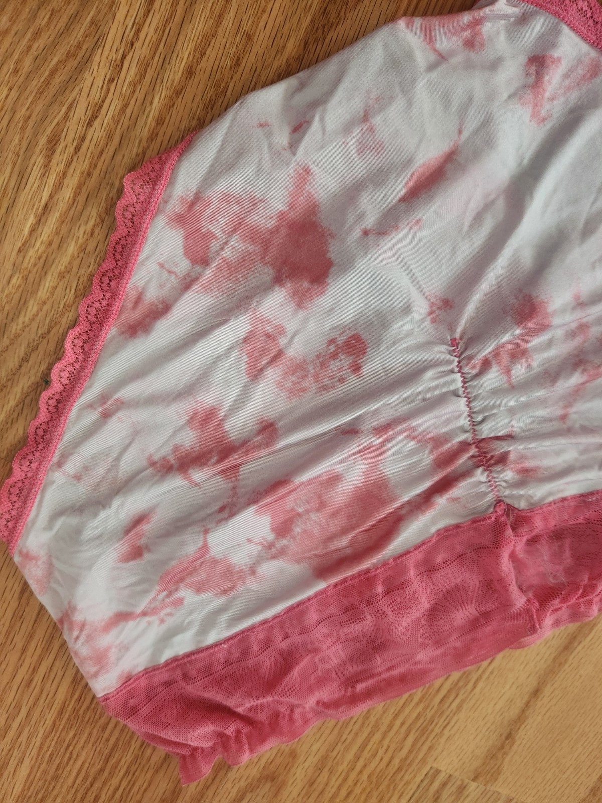 Vtg No Boundaries Multicolored Brief Panty Size L Lace Waistband Scrunched Butt