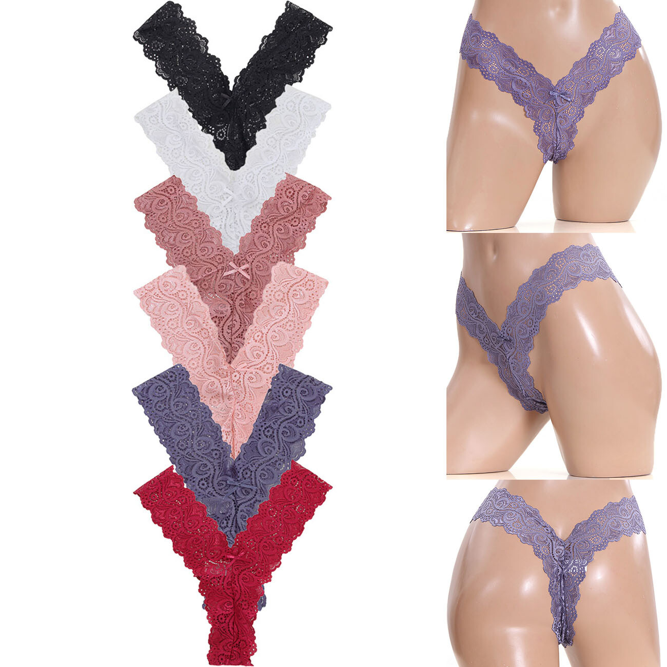 ScarvesMe 12 pack Women’s Assorted Color Sexy Floral Lace Thong Panties