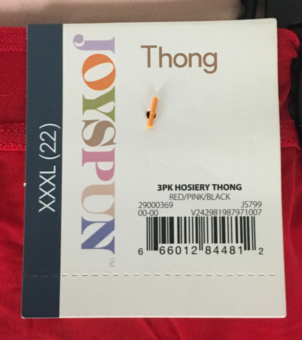 Joyspun 3 Pack Hosiery Thong Underwear Size XXXL 22 Red Black Lt Pink New w Tags