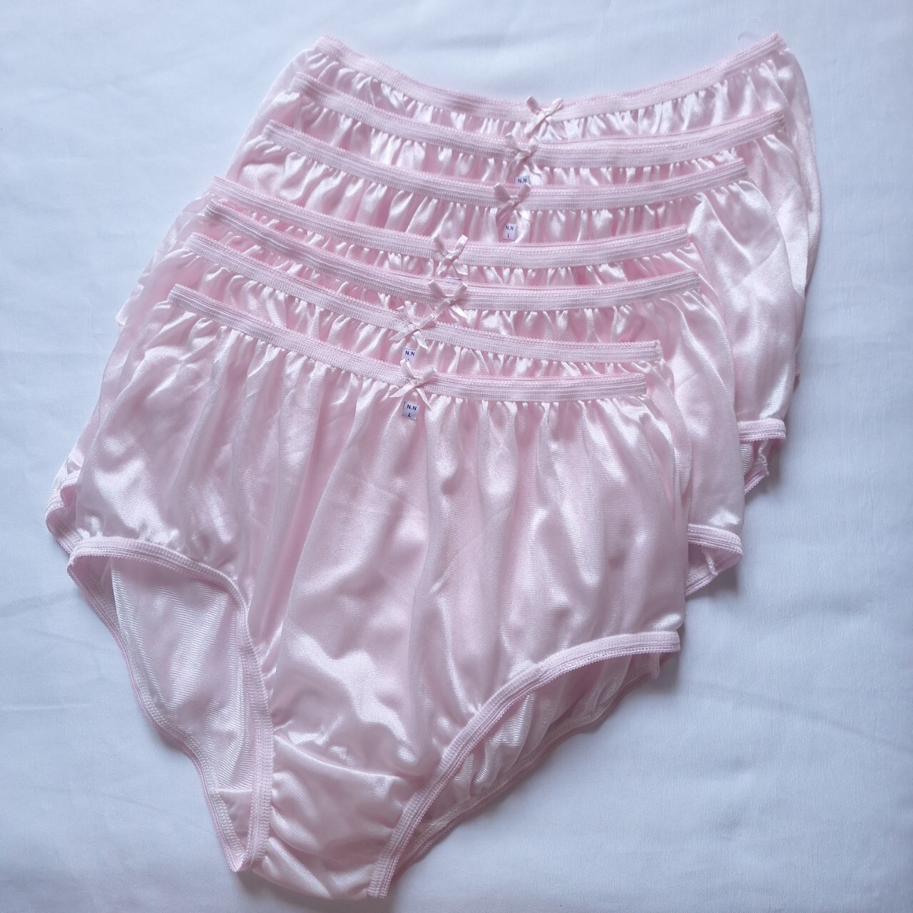 7pcs Pink Nylon Granny Panties Underwear Silky Soft Briefs High Waist 30″-36″ L