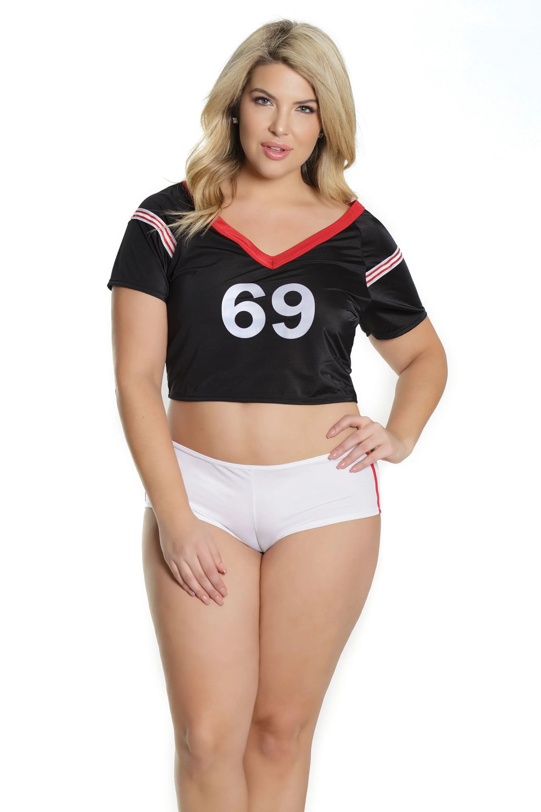 Coquette – 2566 – Crop Top Jersey & Booty Shorts – BLACK