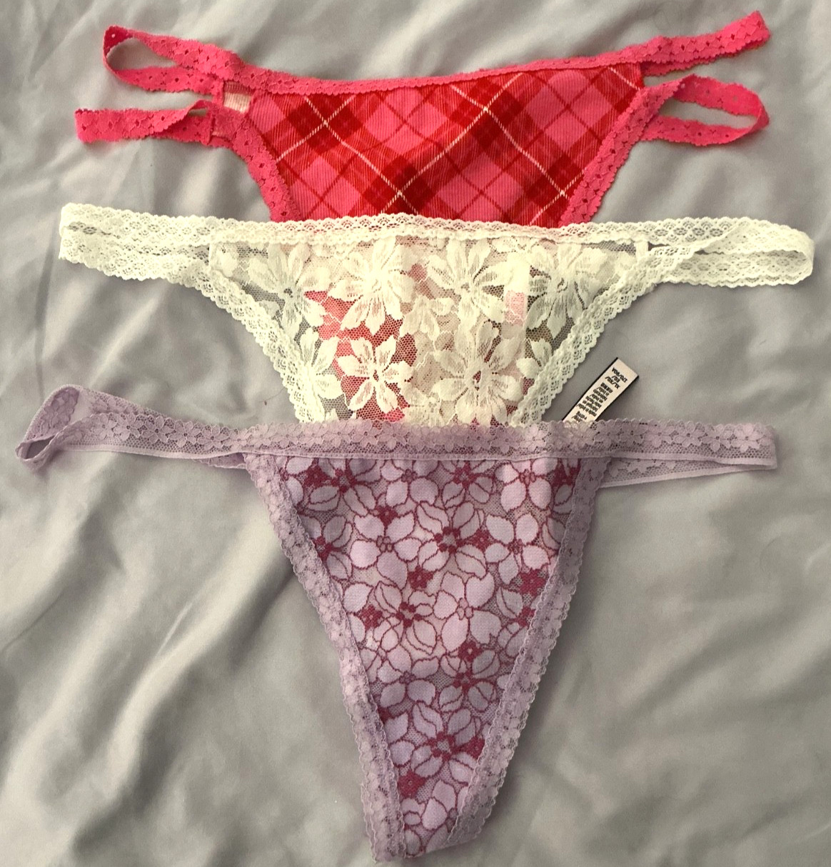 Victoria’s Secret Pink Multi-Color Strappy Thong Panties 3 pack XL (GH401-3)