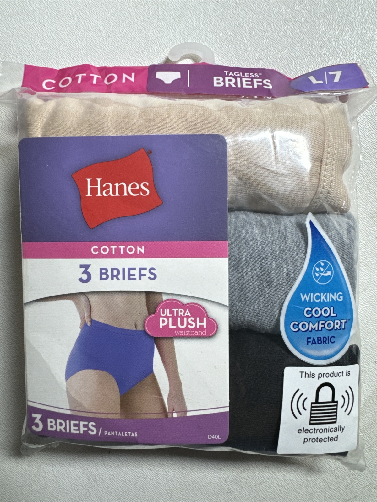 Hanes Cotton Briefs Panties Underwear CHOOSE YOUR SIZE 3 Pack Beige Gray Black