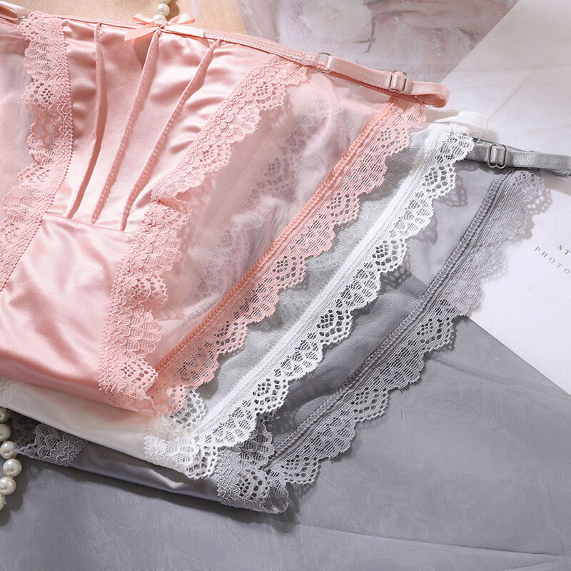 5 Pack Sexy Womens Satin Panties String Bikinis Lace Sheer See Through Underwear