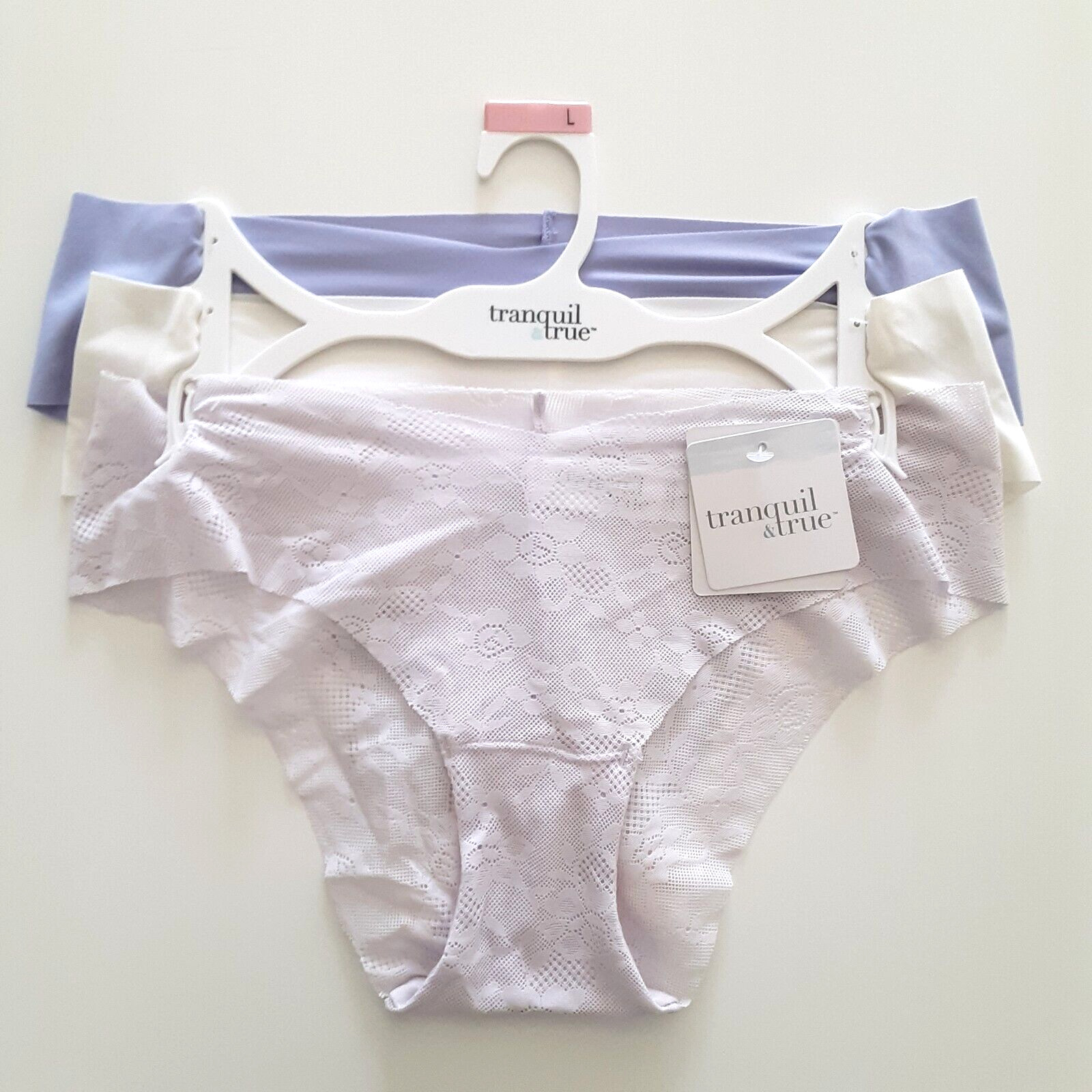 Tranquil & True Womens Size L Cheeky Panties Matte Lace Solid Underwear 3 Pack