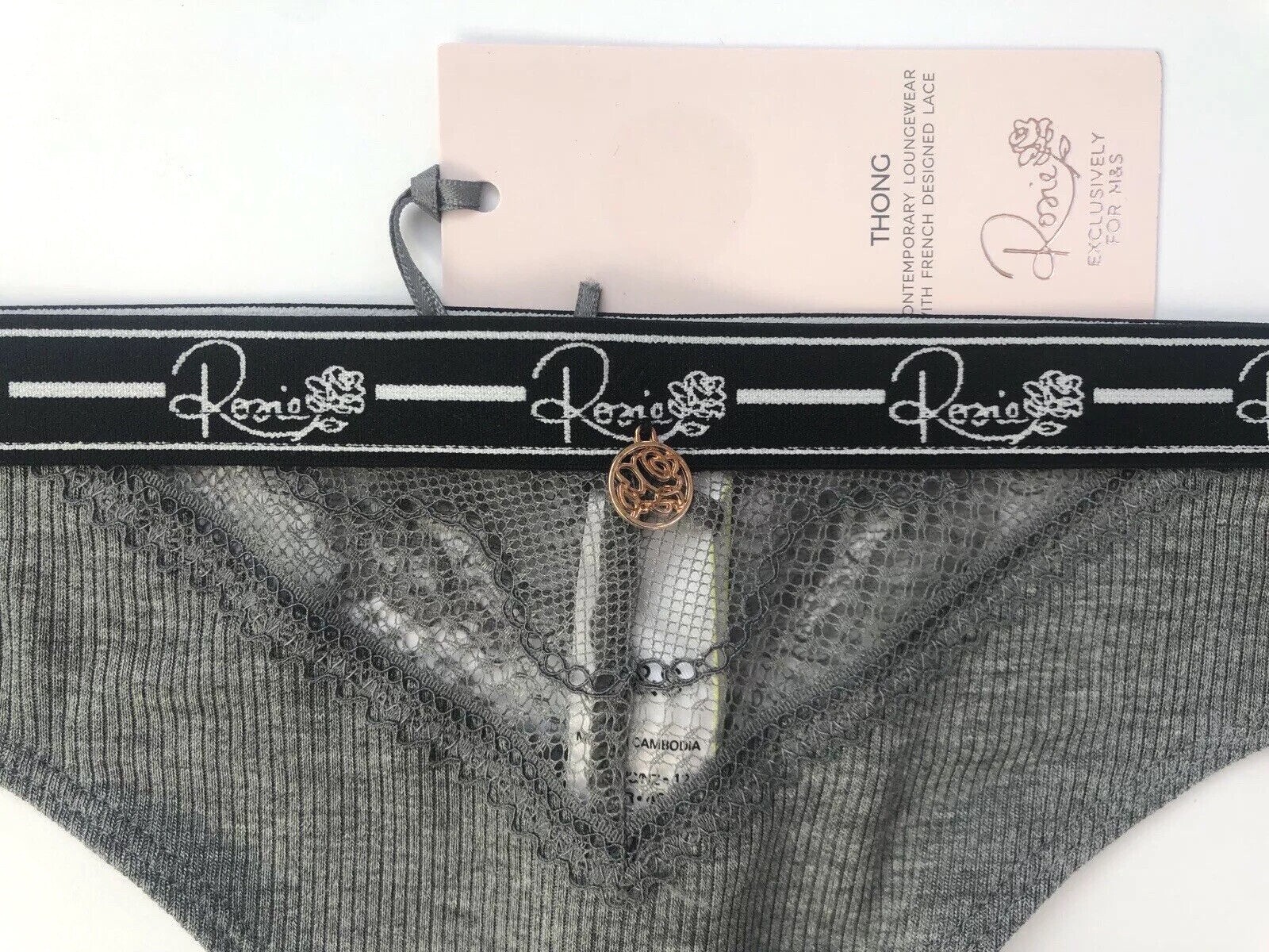 M&S Rosie for Autograph Ribbed Lounge Thong UK 12 14 16 & 18 Grey Marl BNWT