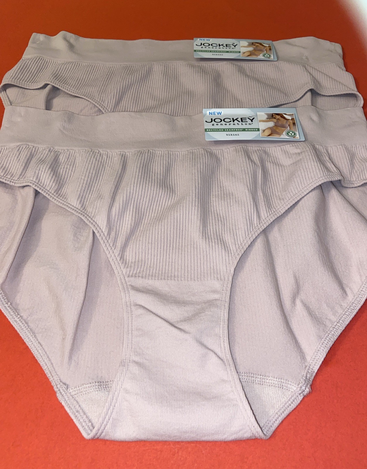 JOCKEY 2 PAIRS !WOMENS BLUSH PINK RiBBED BIKINI PANTIES / 2EXTRA LARGE