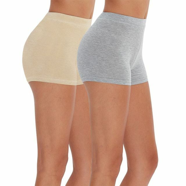 2 PACKS WOMEN`S /LADIES/GIRLS SOFT STRETCHY COTTON PLAIN BOXER SHORTS HOT PANTS