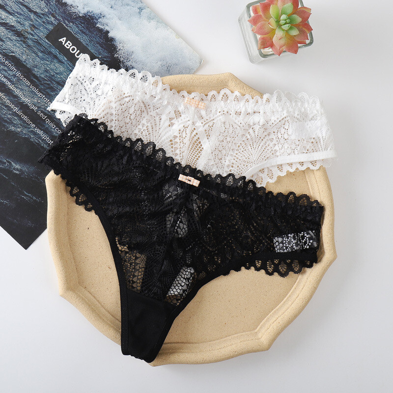 2 Pack Lot Sexy Womens Lace Thong G string Panties Underwear Briefs Lingeries