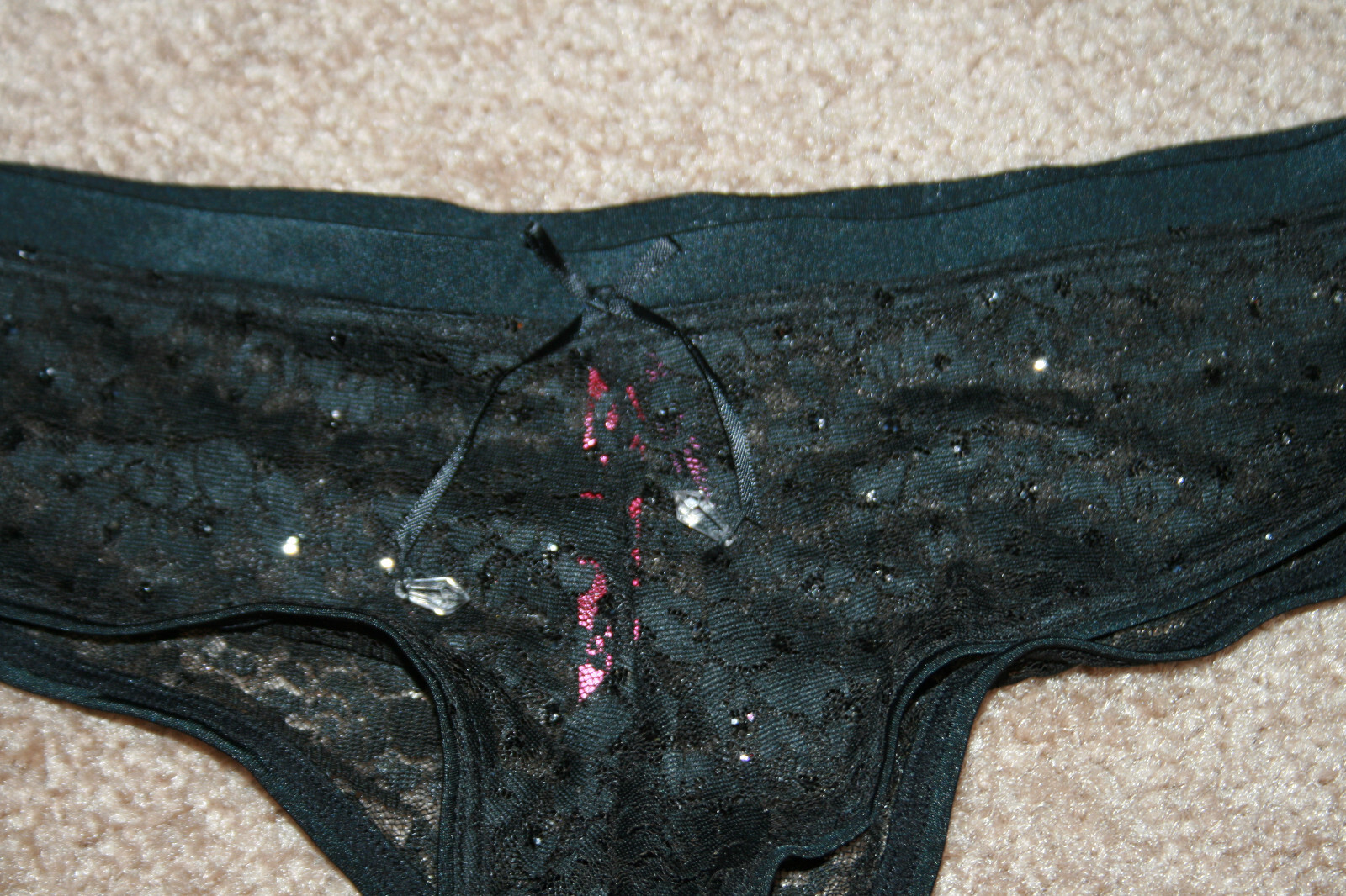 Victoria’s Secret Sexy Little Things Panties Black Sequins Lace Small Hiphugger
