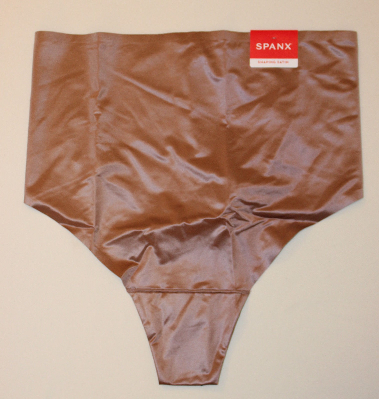 NWT SPANX Women’s Plus Cafe au Lait Brown Shaping Satin Thong Underwear 1X 2X 3X