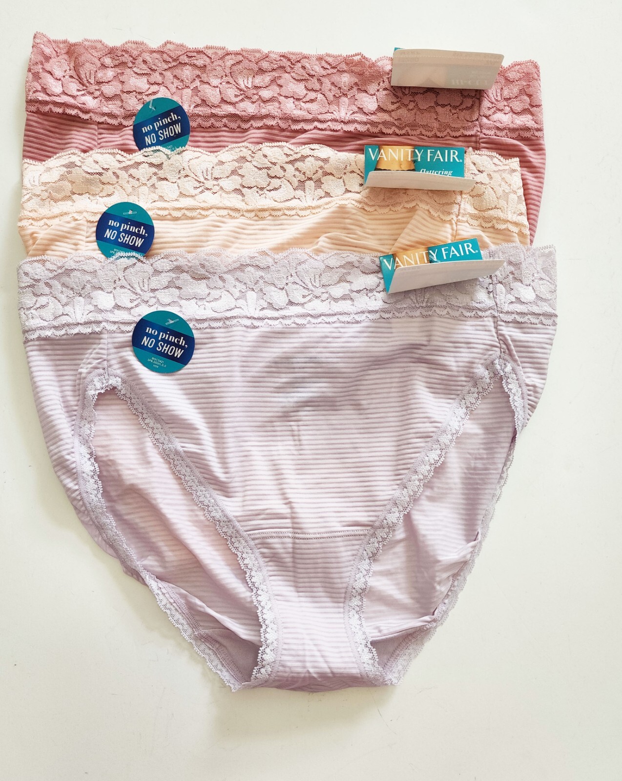 3 Vanity Fair Flattering Lace Hi-Cut Brief Panty Multi 13280 Sz 9/2XL – NWT