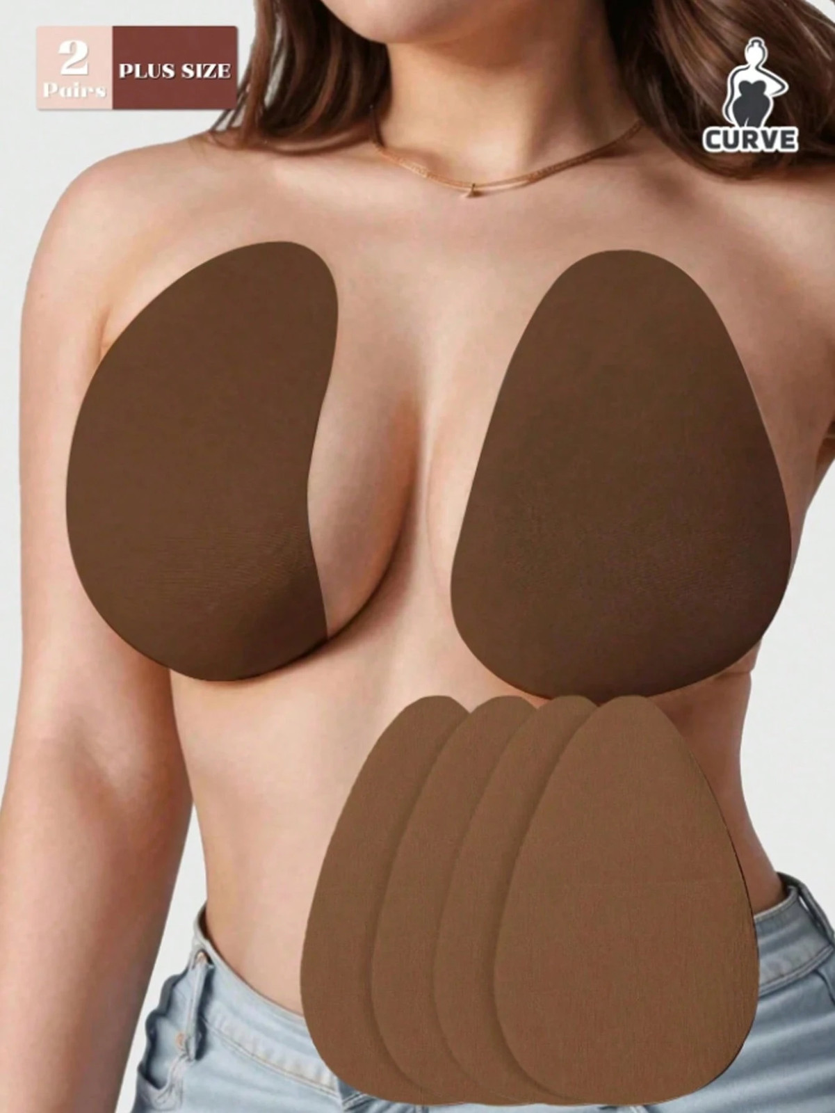 2 Pack/4 Pack Invisible Push Up Bra in Plus Sizes with Silicone Cheap24