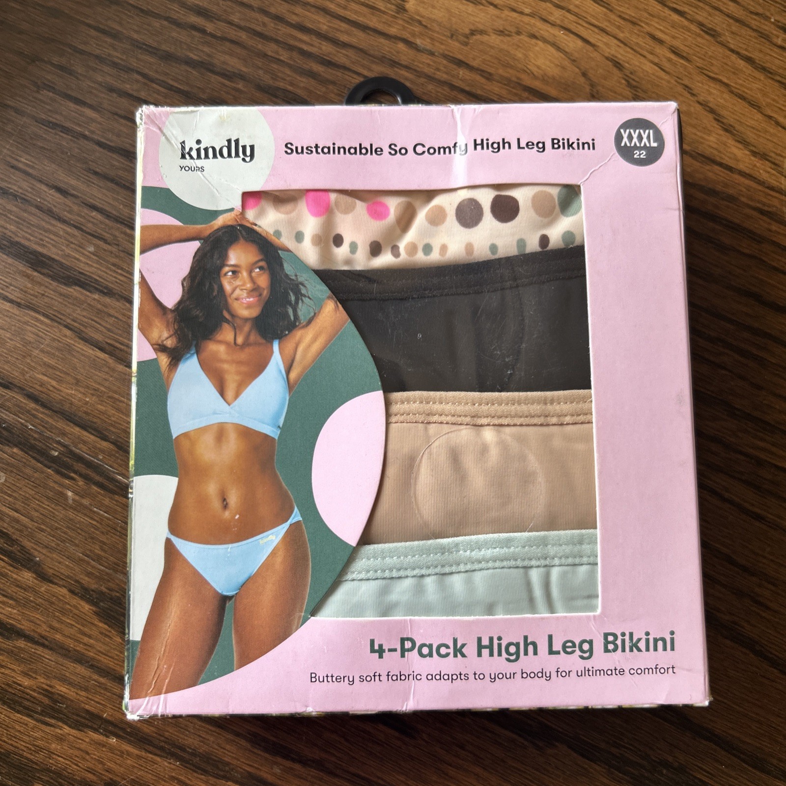 Kindly Yours Womens 3XLarge High Leg 4-PACK So Comfy Bikini Panties Polka Dot