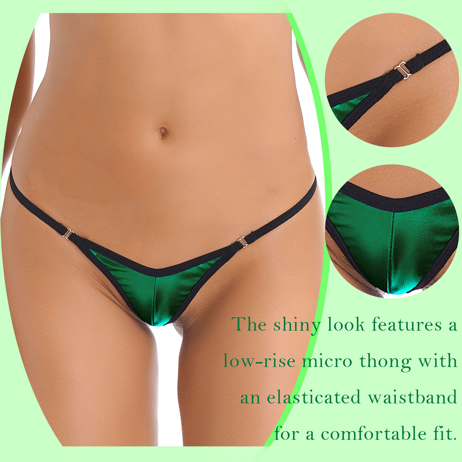 Womens Shiny Metallic PVC Leather Low Rise Bikini T-back String Thongs Underwear