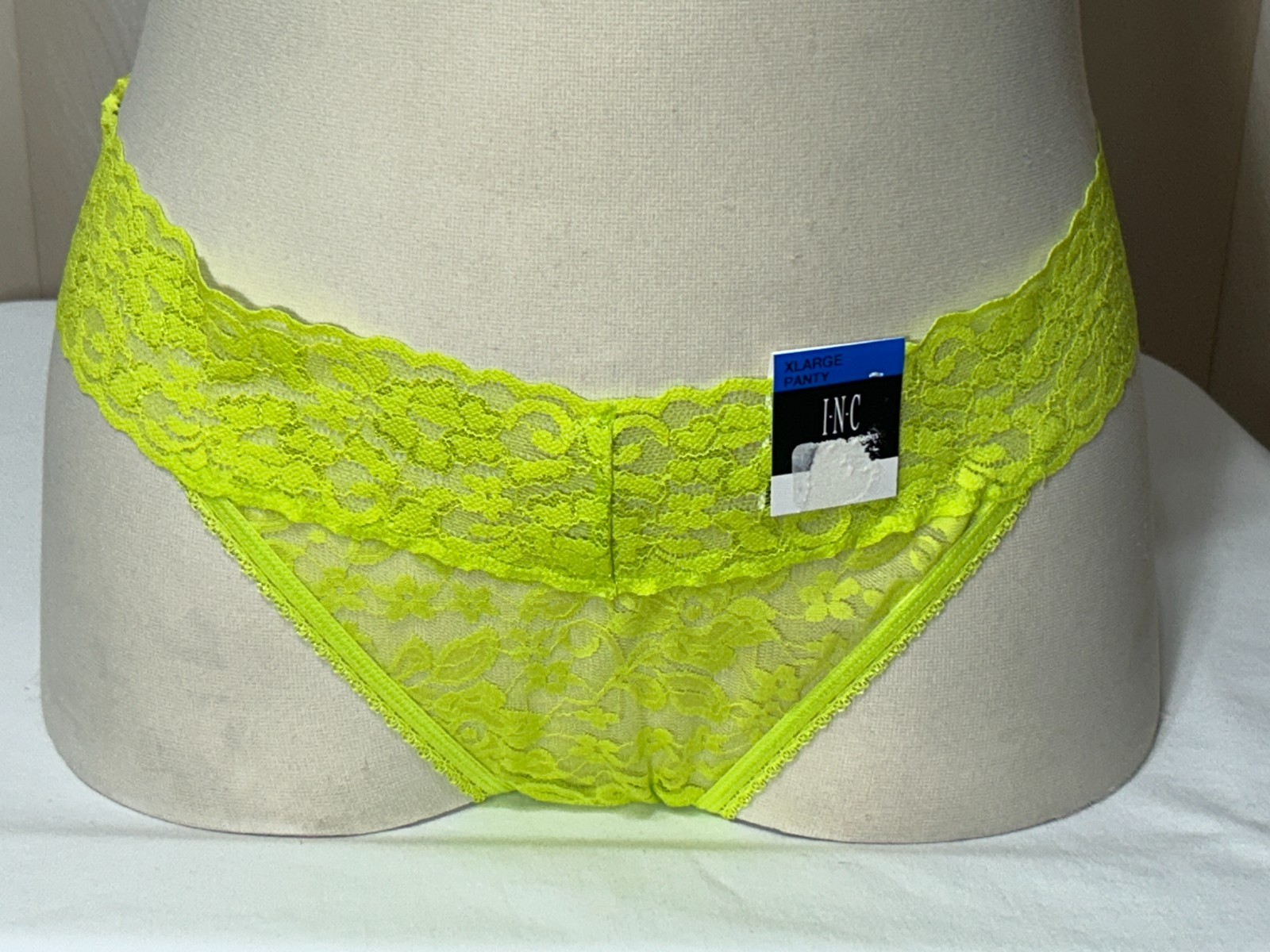 INC Thong Underwear XL Mid Rise Lace Panty 1 Pair Green International Concepts