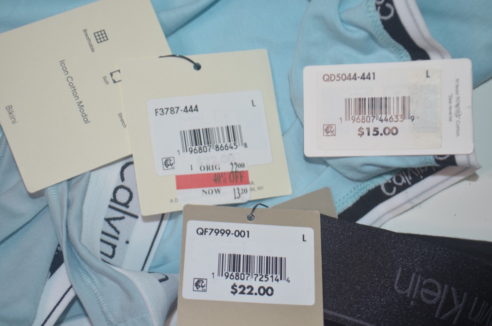 3 Pack CALVIN KLEIN Carousel Logo Stretch Cotton Blend Bikini Underwear Sz L