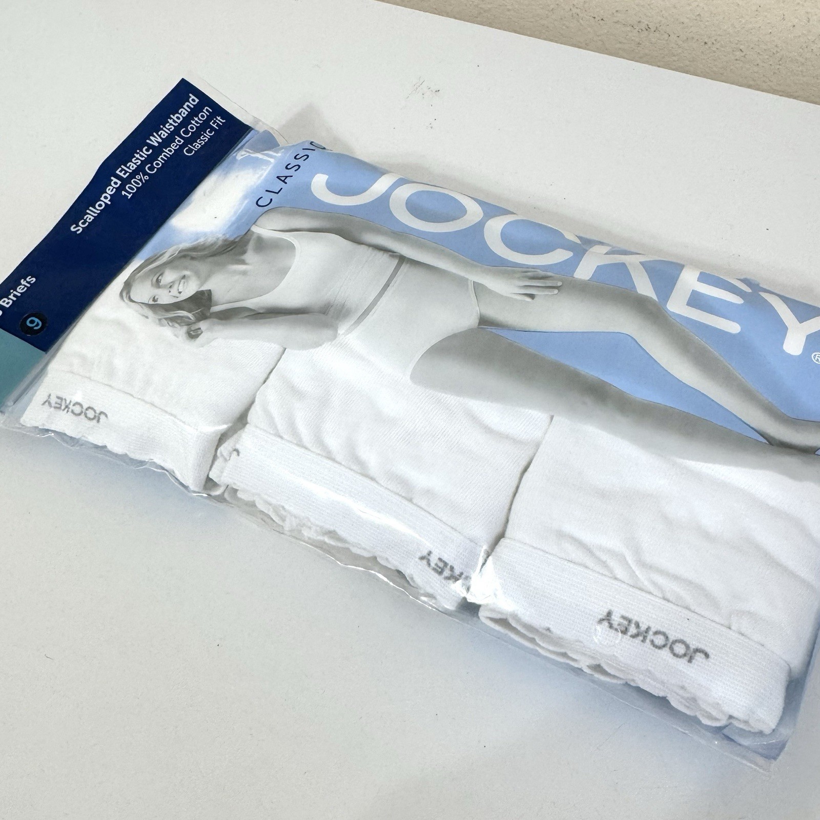 3 Jockey Briefs Classic Scalloped size 9 Elastic Waistband VTG Modest Sissy Full
