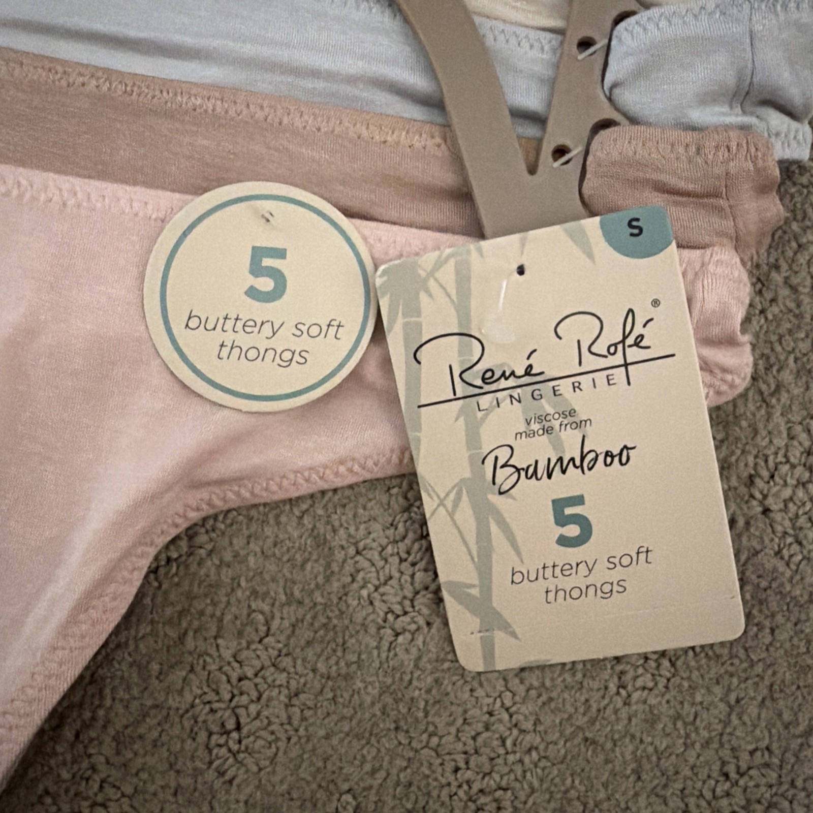 Rene Rofe 5pk Multicolor Buttery Soft Bamboo Thongs Underwear. Sz S. NWT!!!