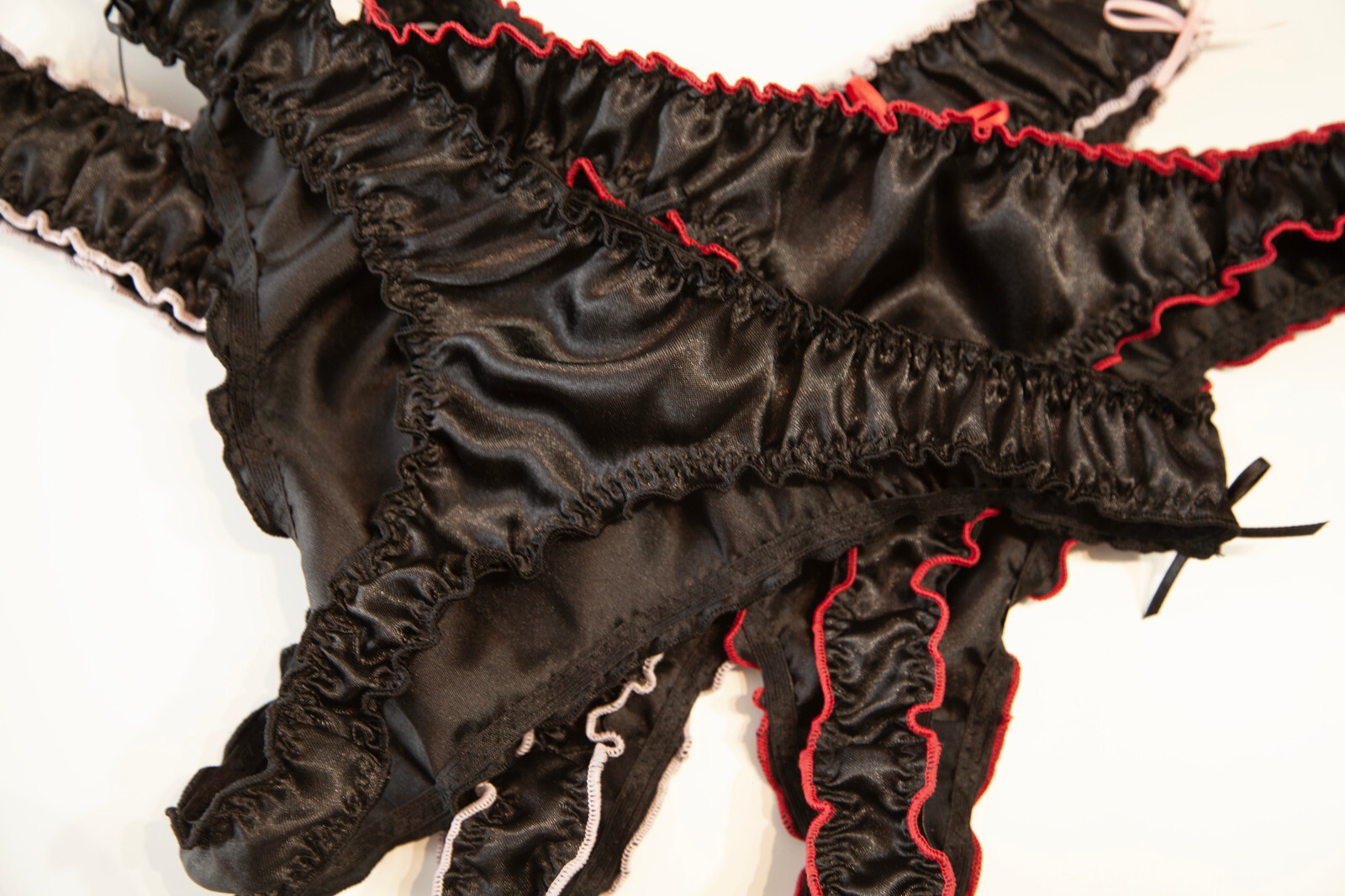 Satin Thong Sexy Panties Knickers lingerie Black and Red Pink UK MADE sexy