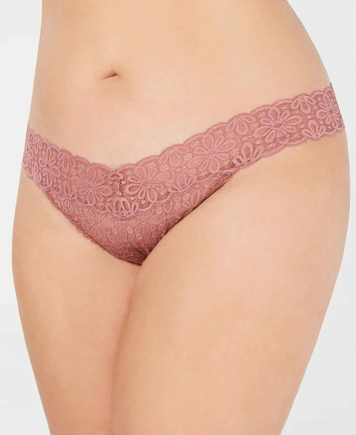 Jenni Intimates Women’s Mauve Lace Thong Underwear One Size Fits 1X-3X