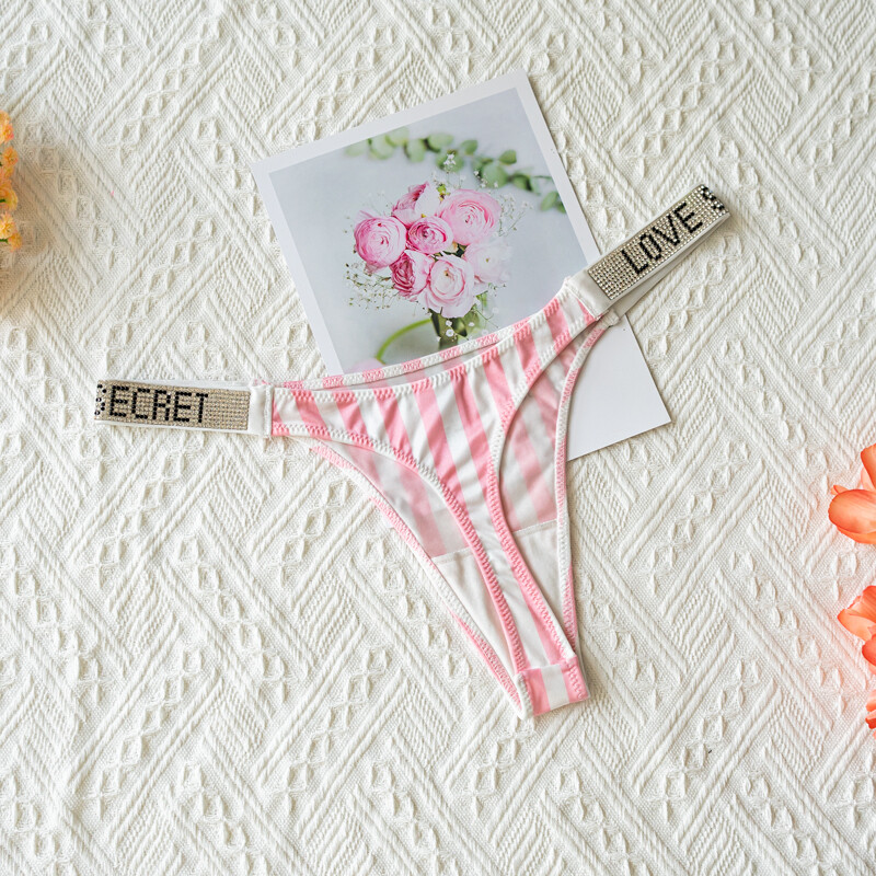 Tanga Sexy Para Mujer Ropa Interior Bragas Con Diamantes De Imitación Costuras