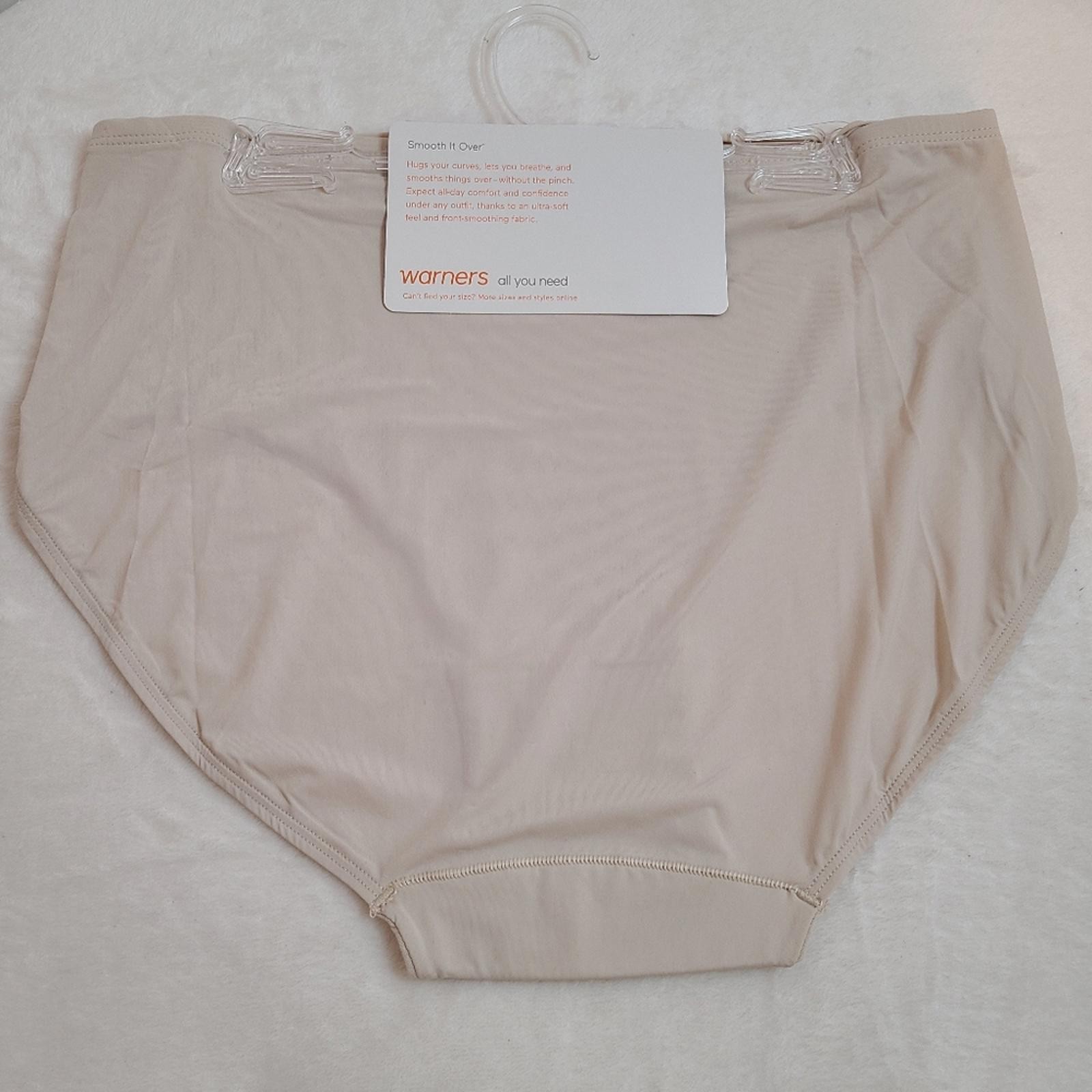 Warners Smooth It Over Silky Nylon Hi-cut Brief Panty Size 2XL Beige