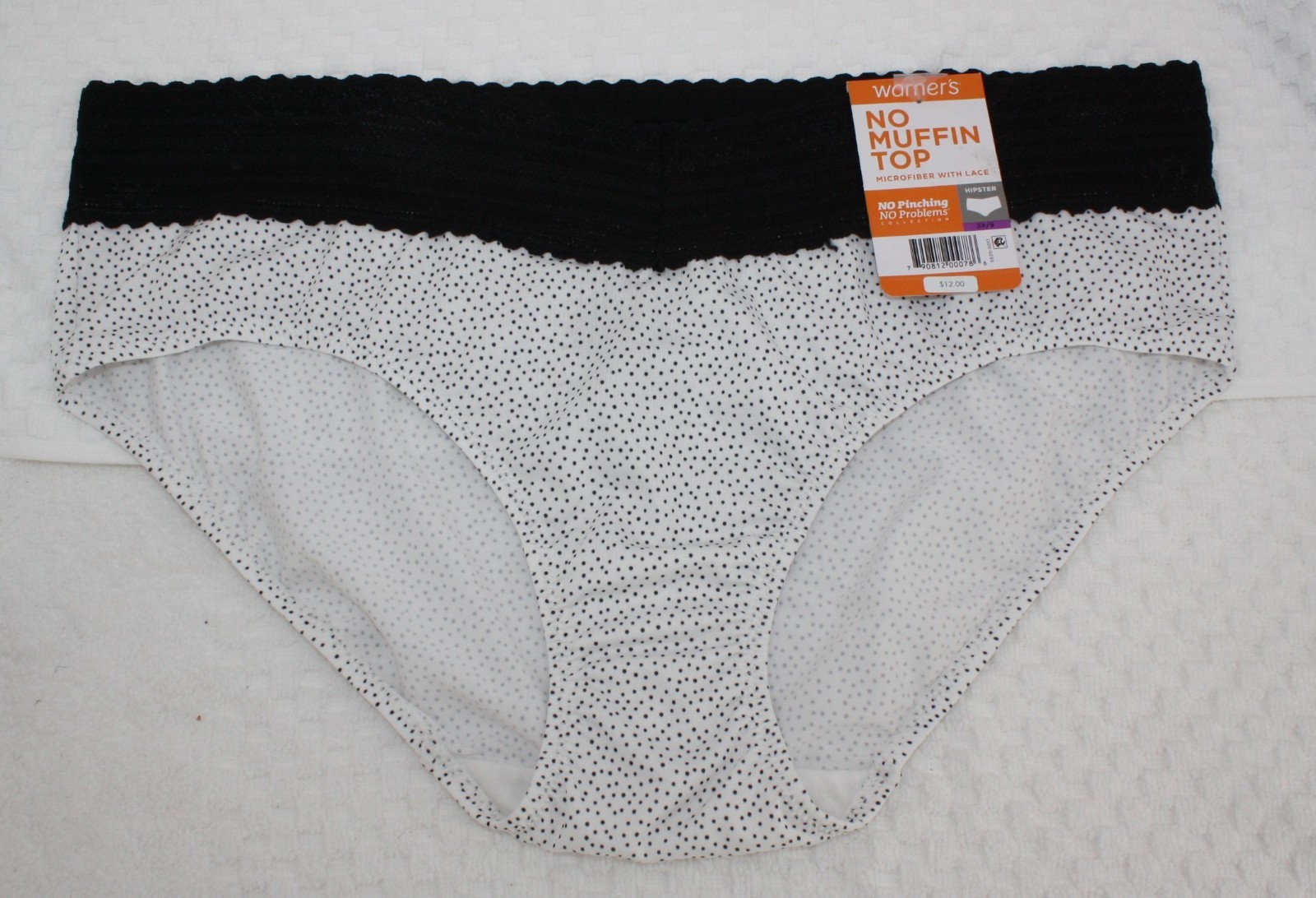 New set/3 WARNER’S no muffin top HIPSTER panties ROSE BLACK white BLUE dot 9/2XL