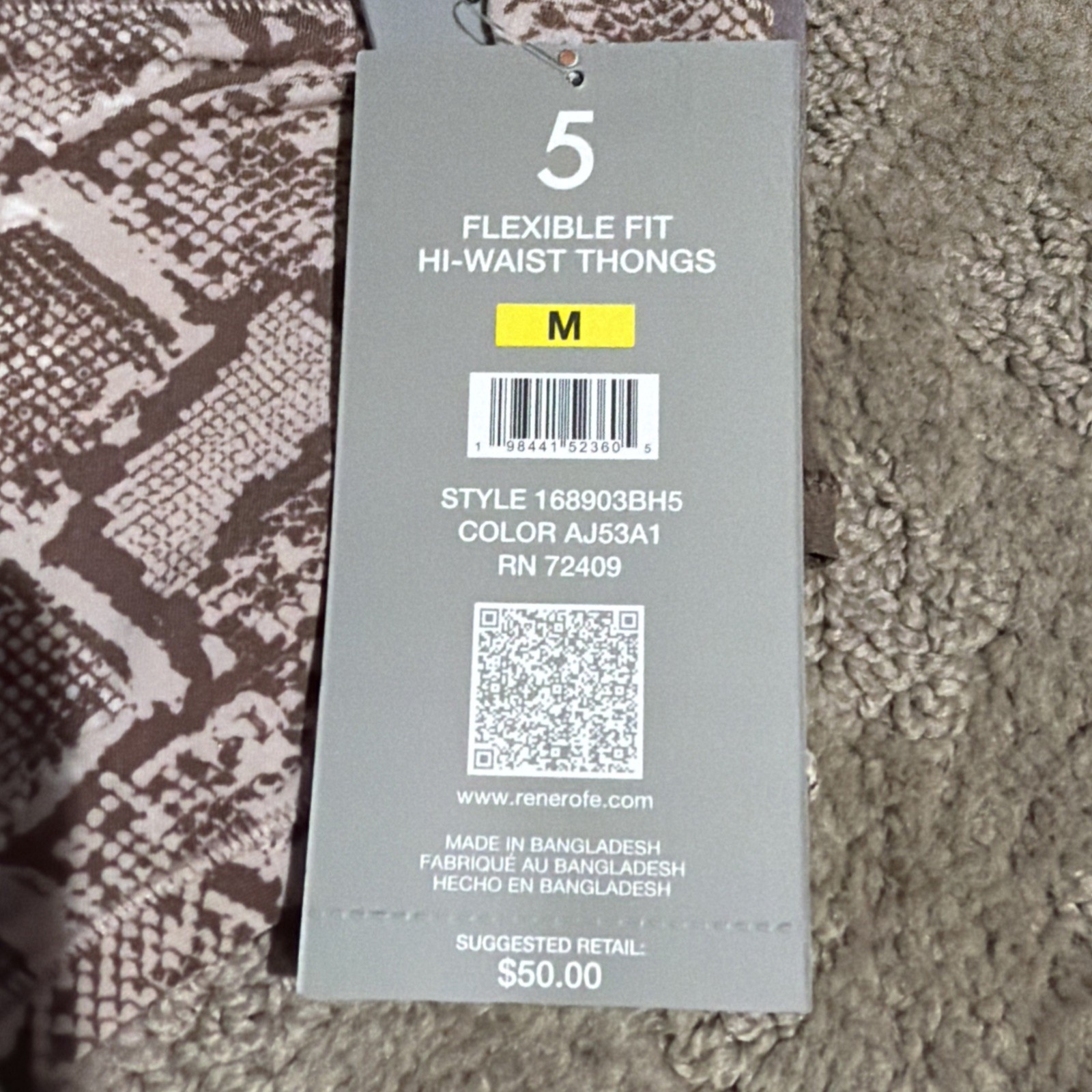 Essentials By Rene Rofe 5pk Flexible Fit Hi-Waist Thongs. Sz. M. NWT!