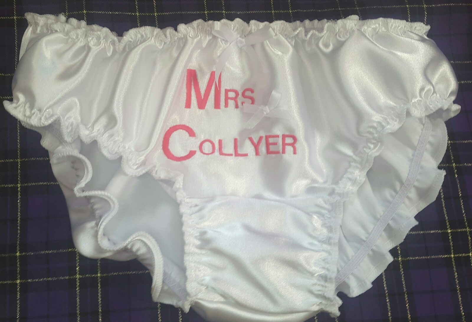 🌸MADE TO ORDER* Personalised EMBROIDERED “SATIN SISSY” Knickers any colour🌸