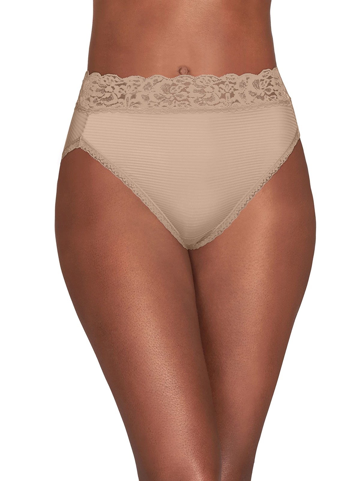 Vanity Fair Flattering Lace Panties: Silky w Stretch, Neutral, 7/L