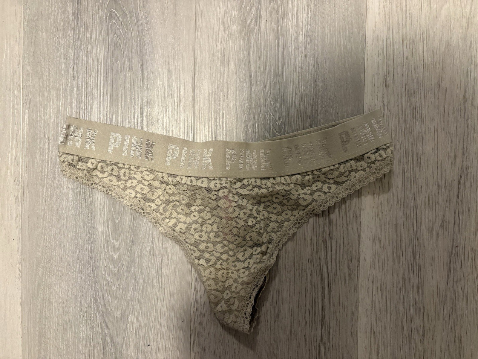 PINK Victoria Secret Leopard Print Lace Thong Panties