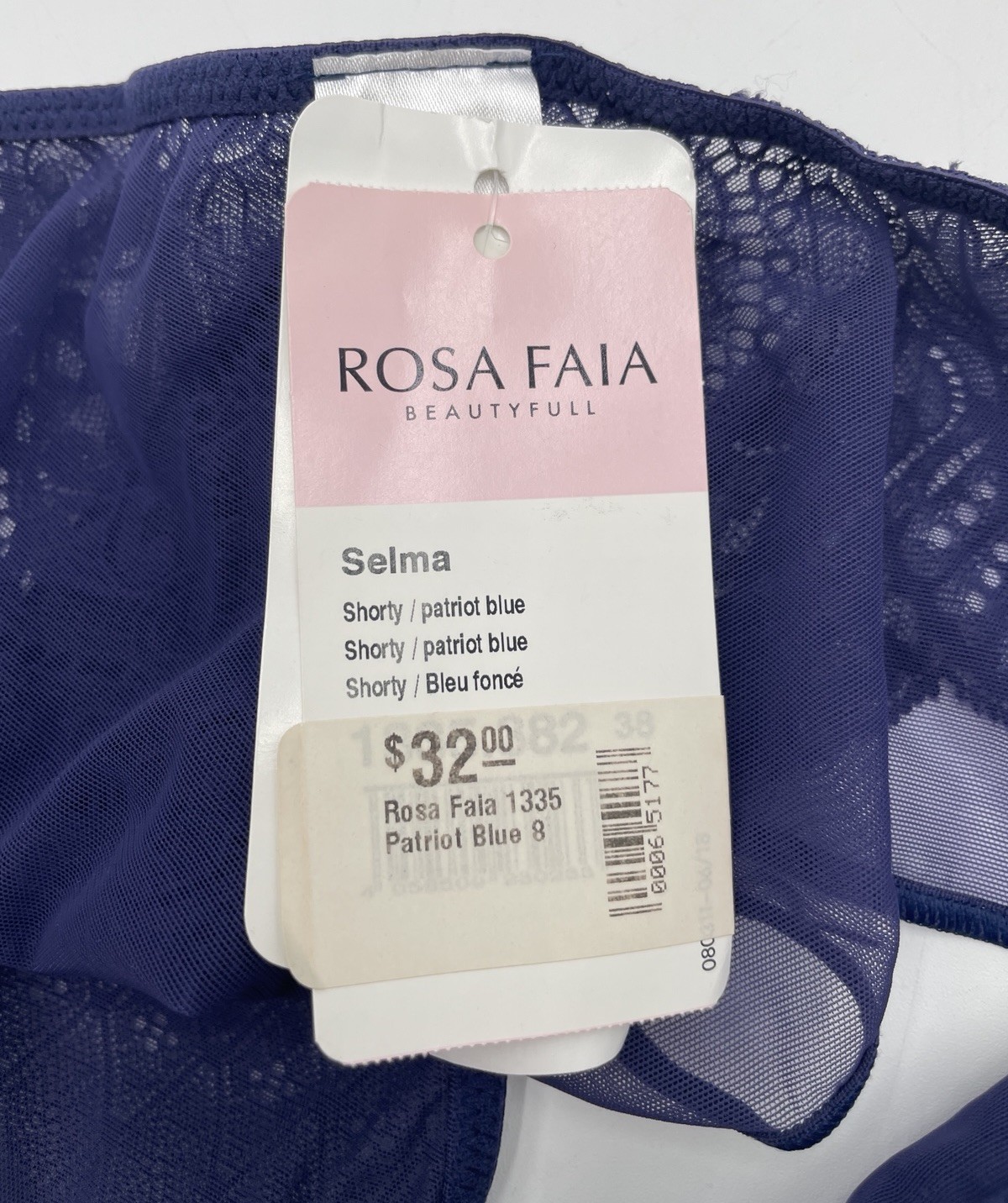 Sz 8 Rosa Faia Selma Brazilian Shorty Panties 1335 Patriot Blue NWT