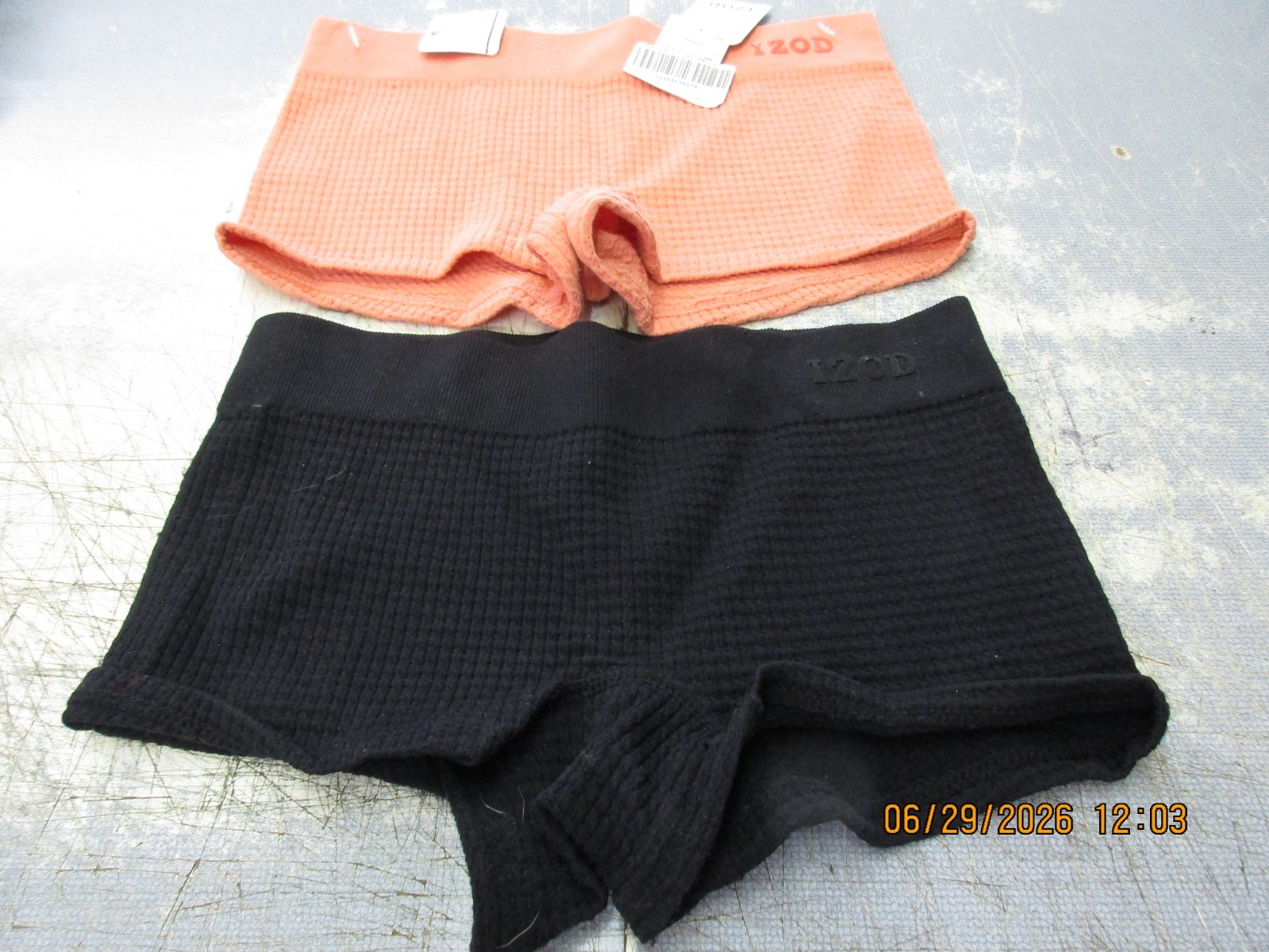 Izod 2 Pack Seamless Boy Shorts Panties Size SMALL Black & Orange FREE Shipping