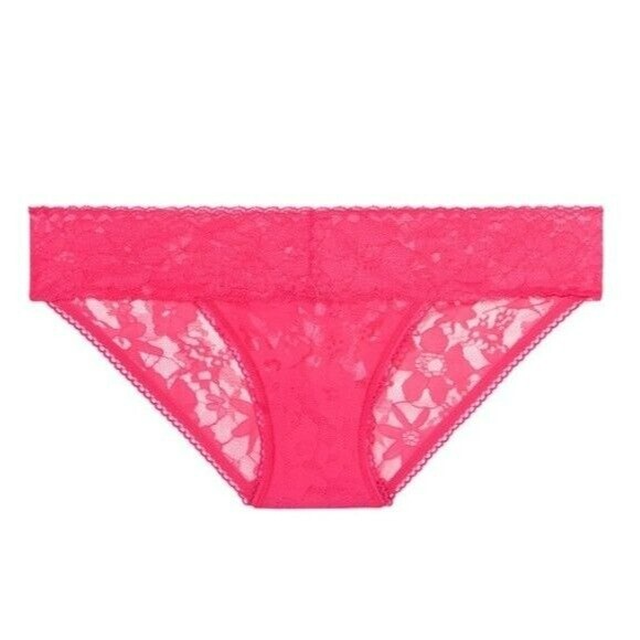 Victoria Secret Panty XL Bikini Floral Lace Pink Love Letter EWK The Lacie New