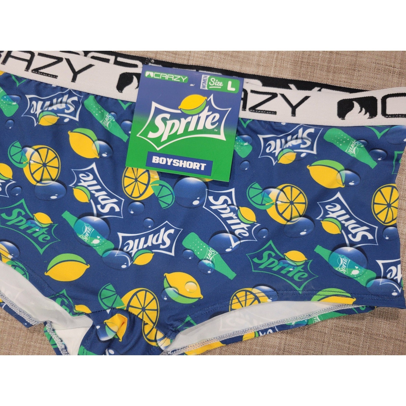 Crazy Universe Sprite Soda Graphic Print Boyshort Underwear Blue Women Large NEW