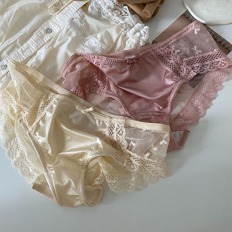 1/5 Pack Lot Sexy Panties For Womens Satin Underwear Brief Lace Sheer Lingeries