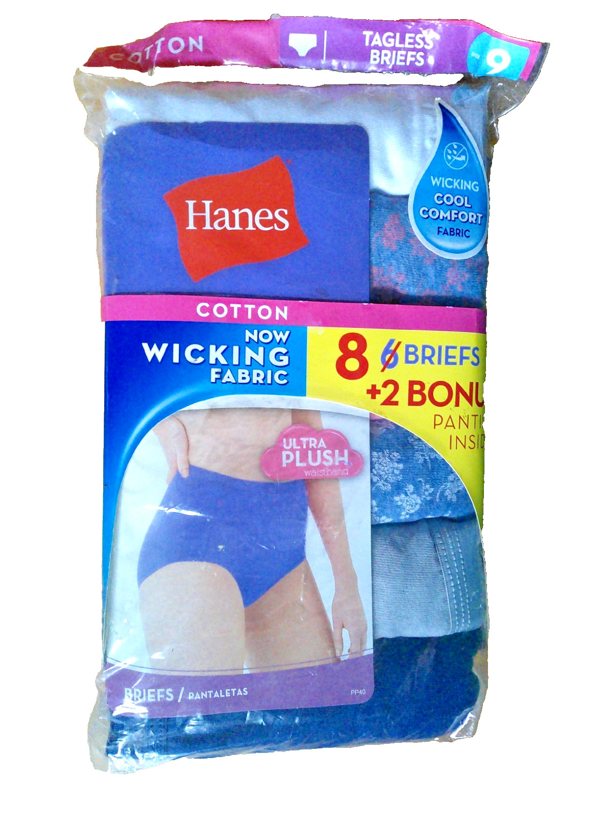 New 8 Pair Hanes Cotton Briefs Size 9 Multi Color FREE Shipping