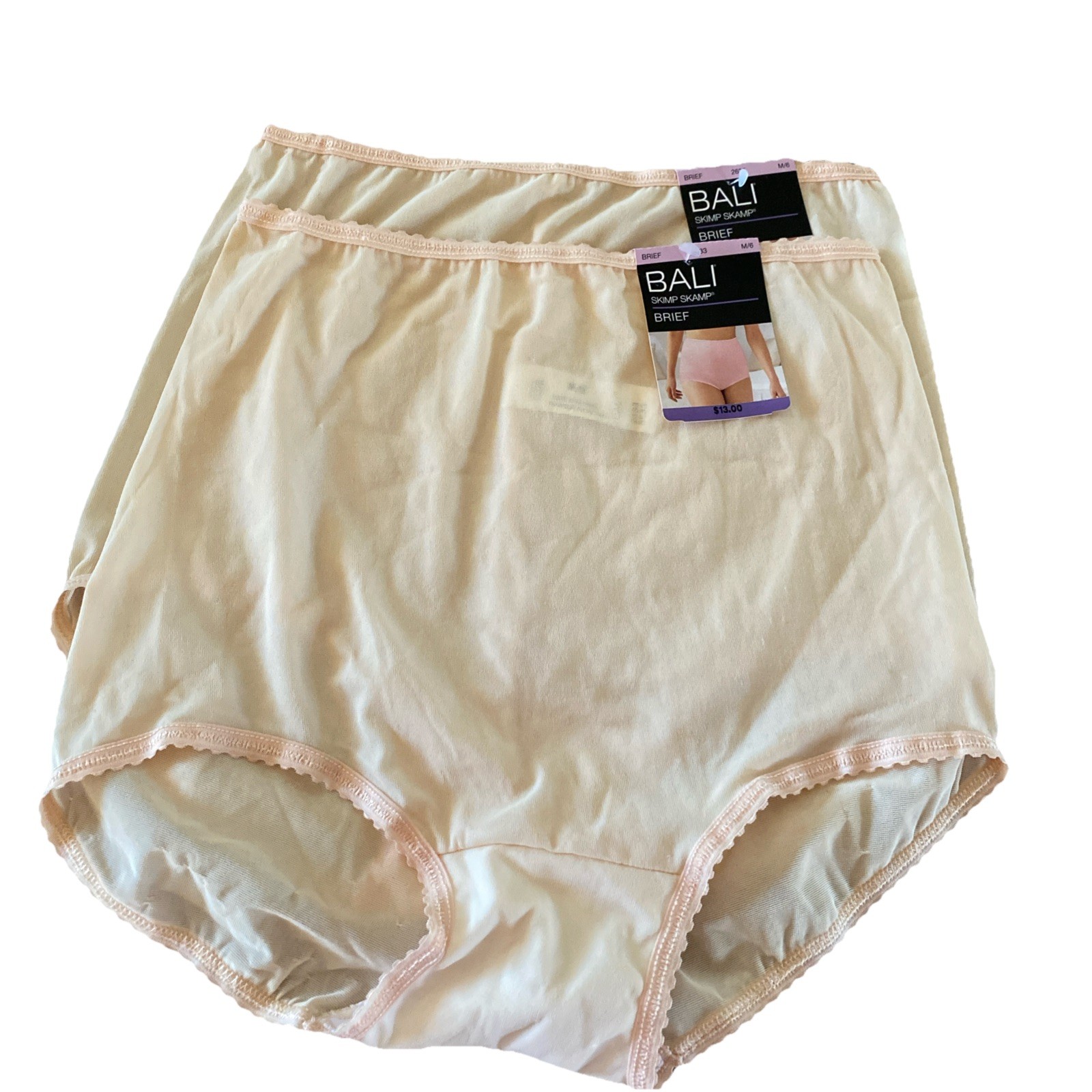 2 Bali Mocha Mist Skimp Skamp Brief Panty M /6 Coverage Nylon Panties NWT